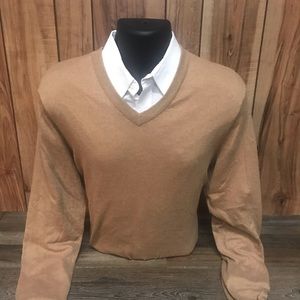 Tan V-neck sweater